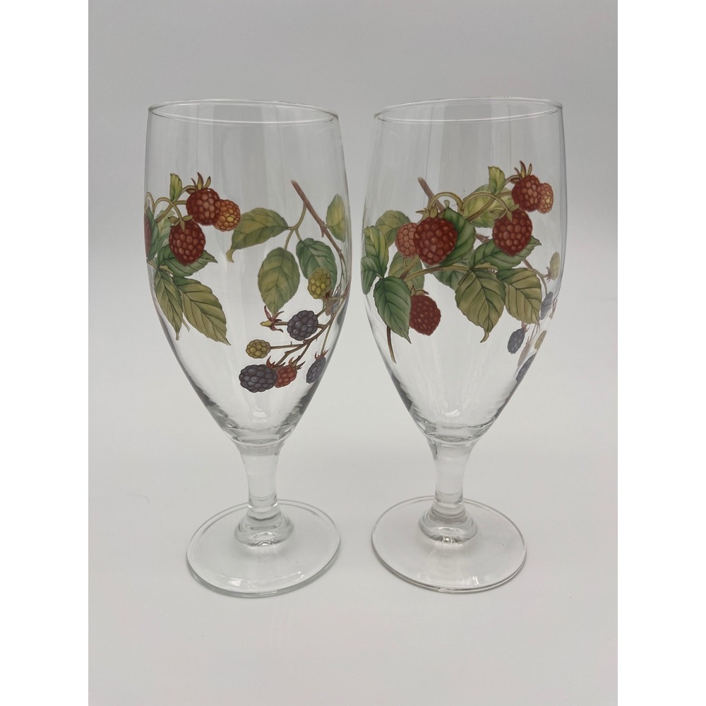 Noritake Gourmet Harvest Tea Glasses Set of 2 Goblets Raspberry Blackberry